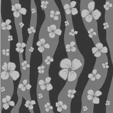 Vector seamless gray scale colors pattern - simple flowers on abstract Illustrazione stock