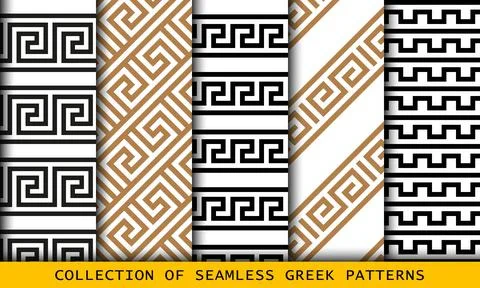 Vector seamless Greek patterns collection, art set 스톡 일러스트