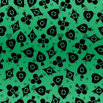 Vector seamless green texture of card suits. Stock Illustration