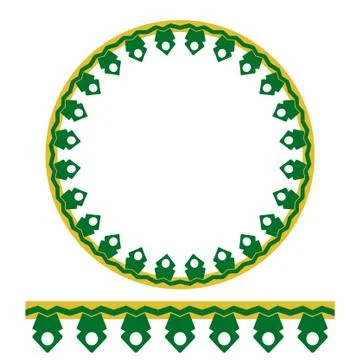 Vector Seamless green yellow Circle Decoration Traditional House of Old Jakar Stock Illustration