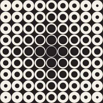 Vector Seamless Grid of Circles Retro Pattern Stock Illustration