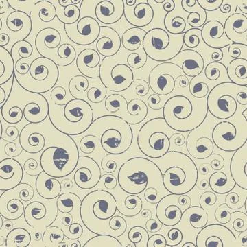 Vector seamless grunge floral pattern curly Stock Illustration