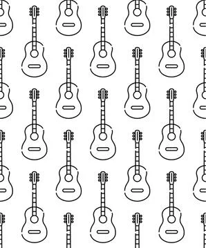 Vector seamless guitars pattern and musical notes Illustrazione stock