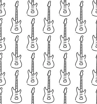 Vector seamless guitars pattern and musical notes 库存插图