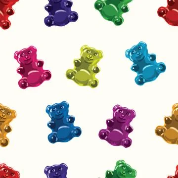 Vector seamless gummy bear candies pattern Stock Illustration