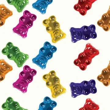 Vector seamless gummy bear candies pattern Stock Illustration