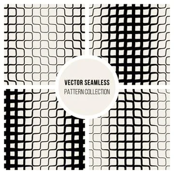Vector Seamless  Halftone Grid Pattern Collection Stock Illustration