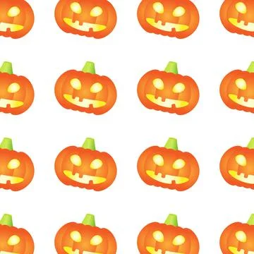 Vector seamless halloween pattern with colorful pumpkins in flat style Stock Illustration