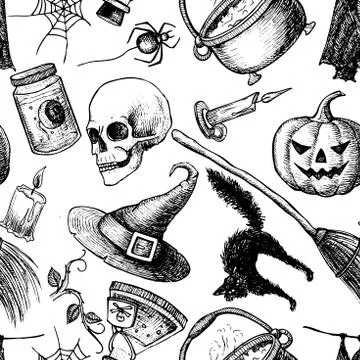 Vector seamless Halloween pattern. Stock Illustration