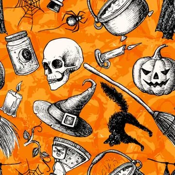 Vector seamless Halloween pattern. Stock Illustration