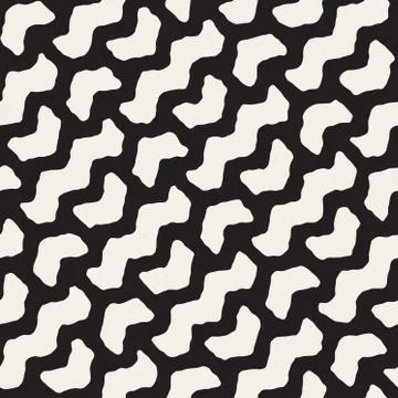 Vector Seamless Hand Drawn Daigonal Wavy Lines Pattern Stock Illustration