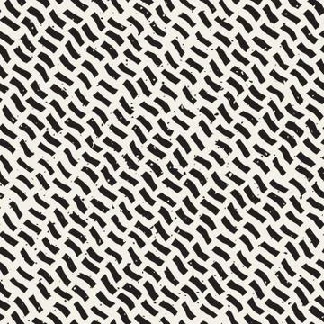Vector Seamless Hand Drawn Daigonal Wavy Lines Grunge Pattern Stock Illustration
