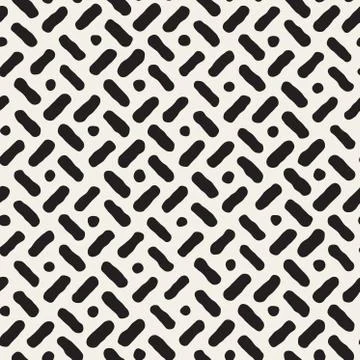 Vector Seamless Hand Drawn Diagonal Lines Circles Pattern 스톡 일러스트