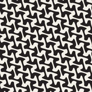 Vector Seamless Hand Drawn Diagonal Wavy Lines Pattern Stock Illustration