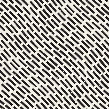 Vector Seamless Hand Drawn Diagonal Grunge Rounded Lines Pattern Stock Illustration