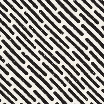 Vector Seamless Hand Drawn Diagonal Rounded Lines Pattern Stock Illustration