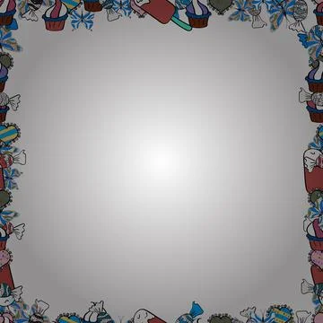 Vector. Seamless. Hand drawn doodle frames. Picture in black, blue and white col イラスト素材