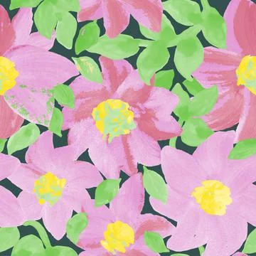 Vector seamless hand drawn floral pattern Stock Illustration