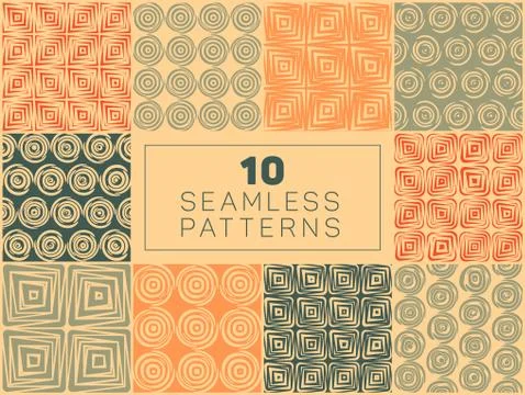 Vector Seamless Hand Drawn Geometric Patterns イラスト素材
