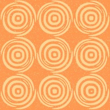 Vector Seamless Hand Drawn Geometric Lines Circular Retro Pattern Stock Illustration