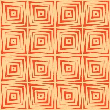 Vector Seamless Hand Drawn Geometric Lines Square Tiles Retro Pattern Stock Illustration