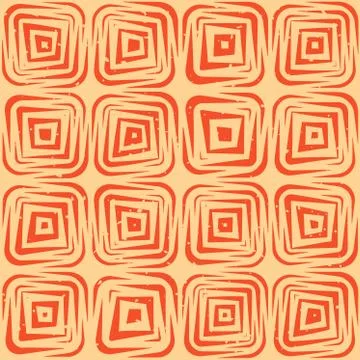 Vector Seamless Hand Drawn Geometric Lines Rounded Square Pattern Stock Illustration