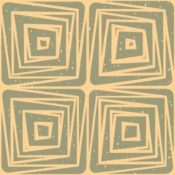 Vector Seamless Hand Drawn Geometric Lines Square Tiles Retro Pattern Stock Illustration