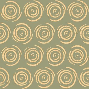 Vector Seamless Hand Drawn Geometric Lines Circular Round Pattern Stock Illustration