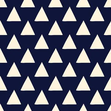 Vector seamless hand drawn geometric pattern with triangle on dark blue backg Illustrazione stock
