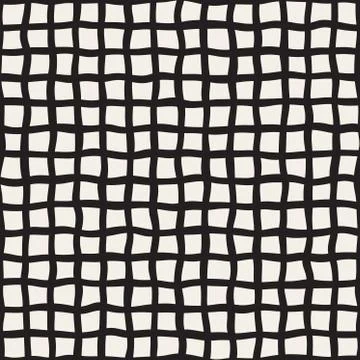 Vector Seamless Hand Drawn Grid Pattern Stock Illustration
