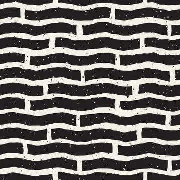 Vector Seamless Hand Drawn Horizontal Wavy Lines Grunge Pattern Stock Illustration