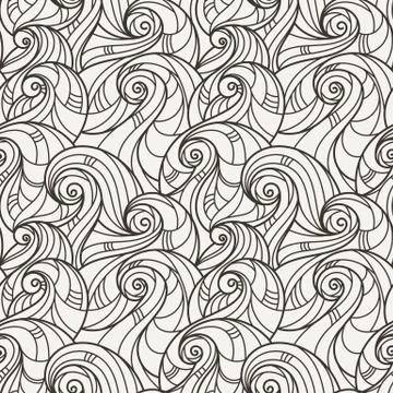 Vector seamless hand-drawn pattern of curls Illustrazione stock