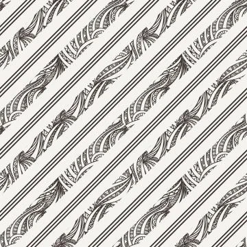 Vector seamless hand-drawn pattern of contour leaves in lines イラスト素材