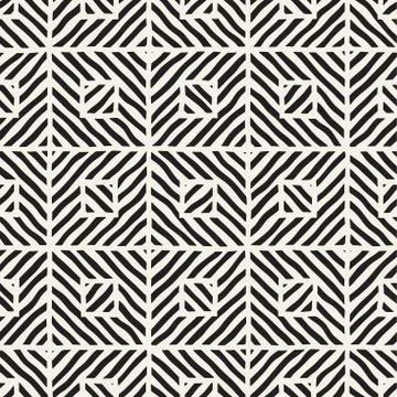 Vector seamless hand drawn pattern. Zigzag and stripe rough lines. Tribal d.. 스톡 일러스트