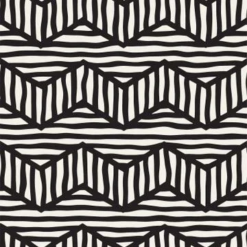 Vector seamless hand drawn pattern. Zigzag and stripe rough lines. Tribal d.. 스톡 일러스트