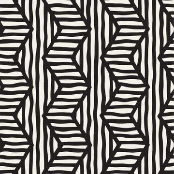 Vector seamless hand drawn pattern. Zigzag and stripe rough lines. Tribal d.. Stock Illustration