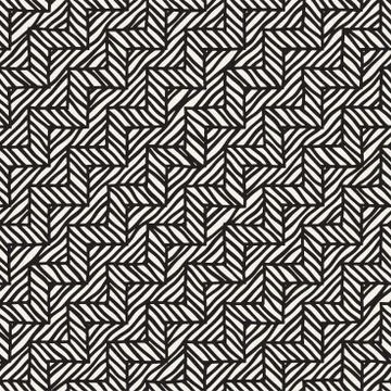 Vector seamless hand drawn pattern. Zigzag and stripe rough lines. Tribal d.. 스톡 일러스트