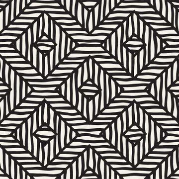 Vector seamless hand drawn pattern. Zigzag and stripe rough lines. Tribal d.. Illustrazione stock