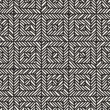 Vector seamless hand drawn pattern. Zigzag and stripe rough lines. Tribal d.. 스톡 일러스트