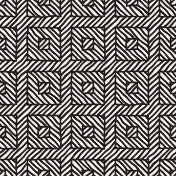 Vector seamless hand drawn pattern. Zigzag and stripe rough lines. Tribal d.. Illustrazione stock