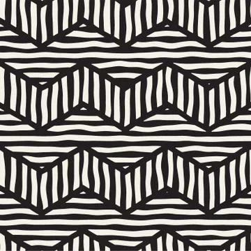 Vector seamless hand drawn pattern. Zigzag and stripe rough lines. Tribal d.. Stock Illustration