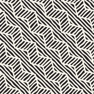 Vector seamless hand drawn pattern. Zigzag and stripe rough lines. Tribal d.. Stock Illustration