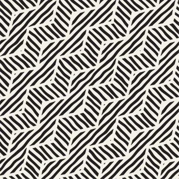 Vector seamless hand drawn pattern. Zigzag and stripe rough lines. Tribal d.. Illustrazione stock