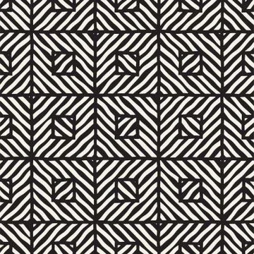 Vector seamless hand drawn pattern. Zigzag and stripe rough lines. Tribal d.. Illustrazione stock
