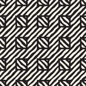 Vector seamless hand drawn pattern. Zigzag and stripe rough lines. Tribal d.. Stock Illustration