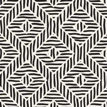 Vector seamless hand drawn pattern. Zigzag and stripe rough lines. Tribal d.. Illustrazione stock