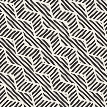 Vector seamless hand drawn pattern. Zigzag and stripe rough lines. Tribal d.. イラスト素材
