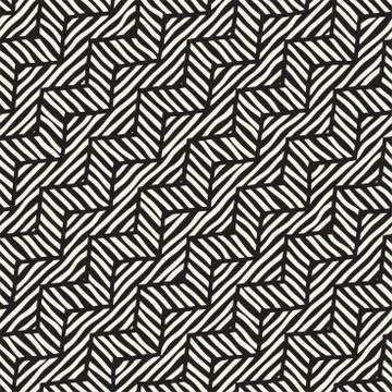 Vector seamless hand drawn pattern. Zigzag and stripe rough lines. Tribal d.. Stock Illustration