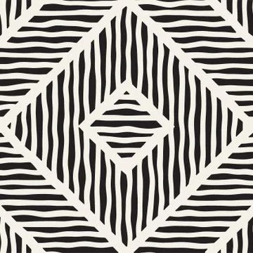 Vector seamless hand drawn pattern. Zigzag and stripe rough lines. Tribal d.. Stock Illustration