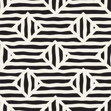 Vector seamless hand drawn pattern. Zigzag and stripe rough lines. Tribal d.. 스톡 일러스트